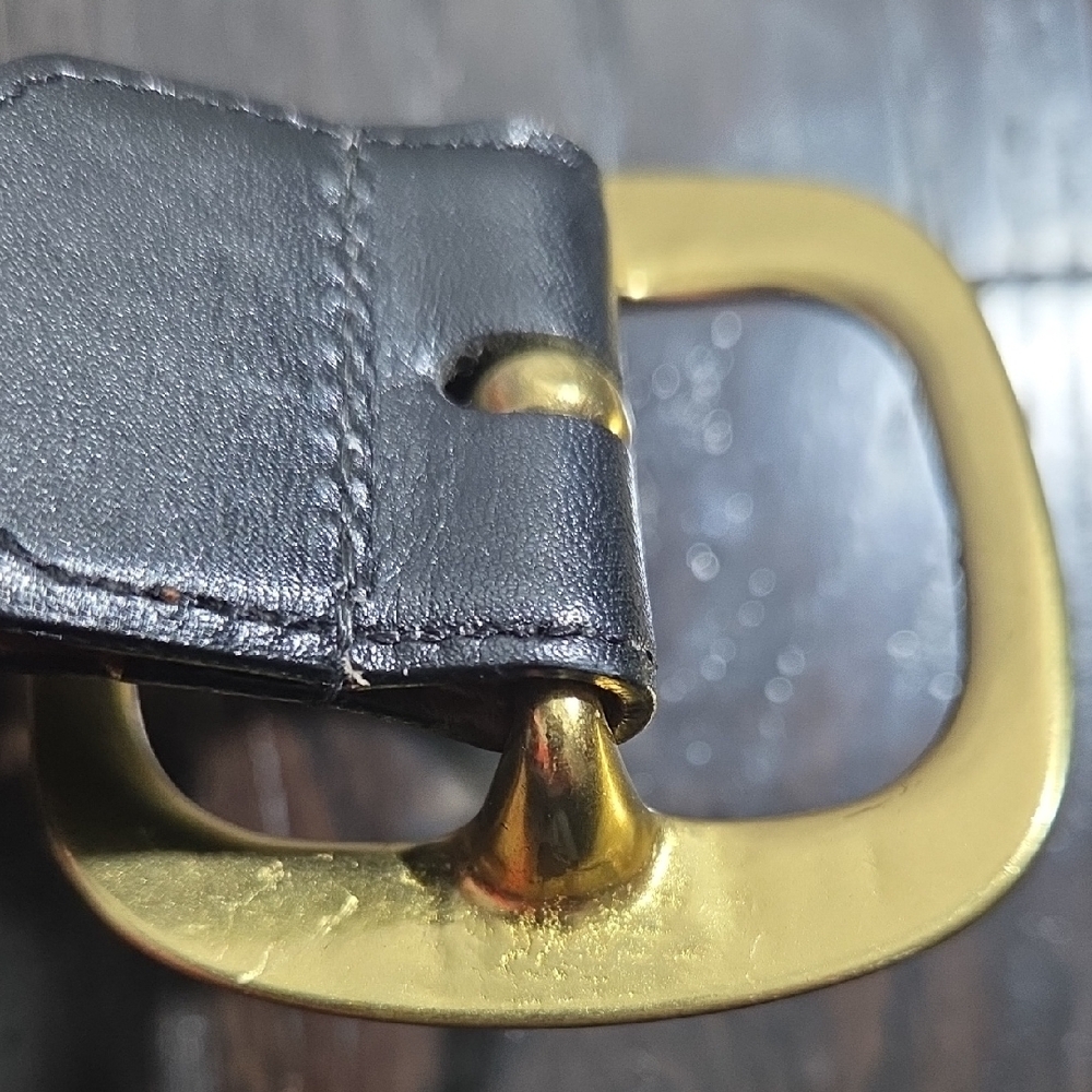 Vintage Coach Black 1½inch Leather Belt with Gold-Tone Square Buckle Large 3918 - Picture 5 of 10